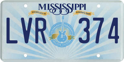 MS license plate LVR374