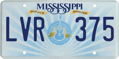 MS license plate LVR375