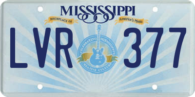 MS license plate LVR377