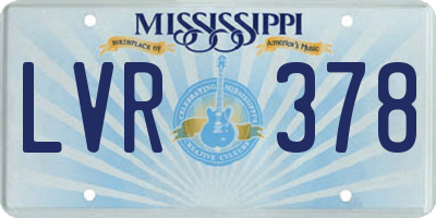 MS license plate LVR378