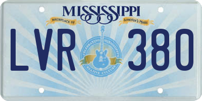 MS license plate LVR380