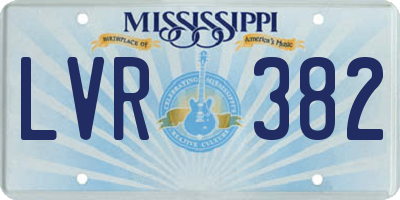 MS license plate LVR382