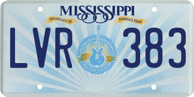 MS license plate LVR383