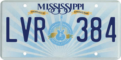 MS license plate LVR384