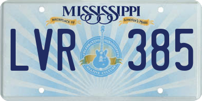 MS license plate LVR385