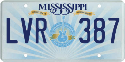 MS license plate LVR387