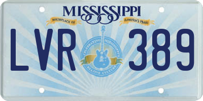 MS license plate LVR389