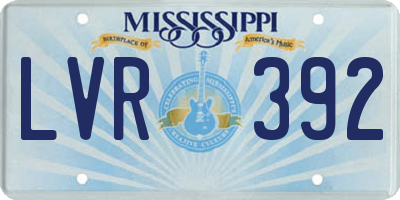 MS license plate LVR392