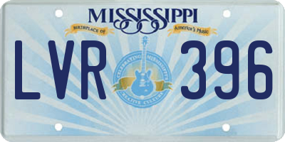 MS license plate LVR396