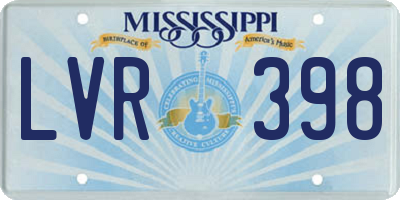 MS license plate LVR398