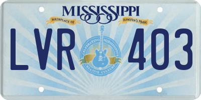 MS license plate LVR403