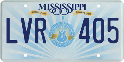 MS license plate LVR405