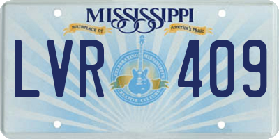 MS license plate LVR409