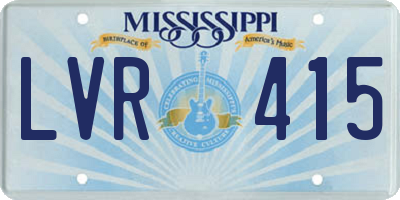 MS license plate LVR415