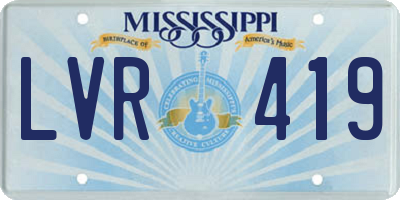 MS license plate LVR419