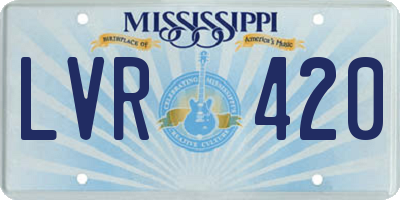 MS license plate LVR420