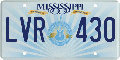 MS license plate LVR430