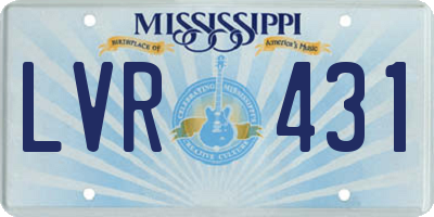 MS license plate LVR431