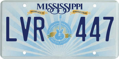 MS license plate LVR447