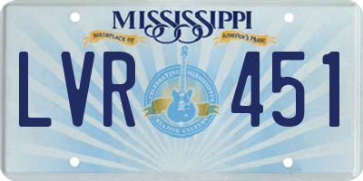 MS license plate LVR451
