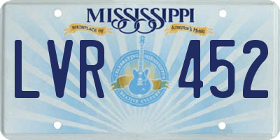 MS license plate LVR452