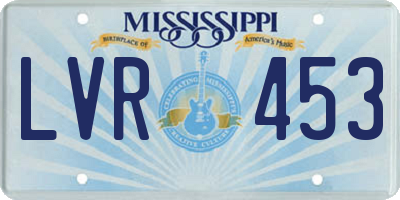 MS license plate LVR453