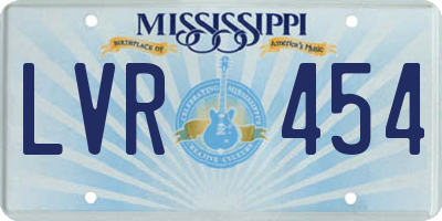 MS license plate LVR454