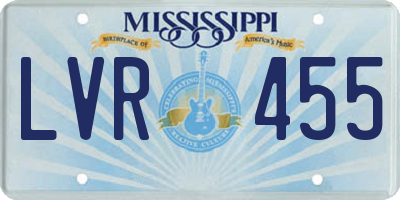 MS license plate LVR455