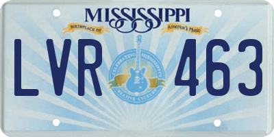 MS license plate LVR463