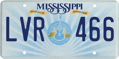 MS license plate LVR466