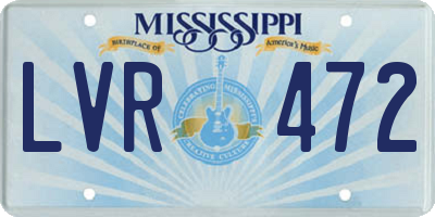 MS license plate LVR472
