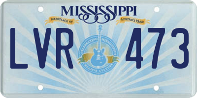 MS license plate LVR473