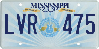 MS license plate LVR475