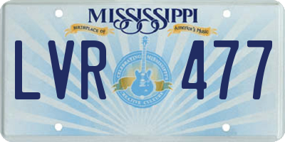MS license plate LVR477