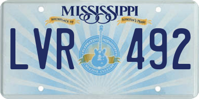 MS license plate LVR492