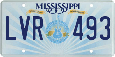 MS license plate LVR493