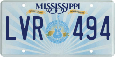 MS license plate LVR494