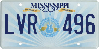 MS license plate LVR496
