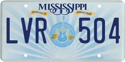 MS license plate LVR504