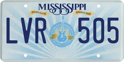 MS license plate LVR505