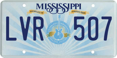 MS license plate LVR507
