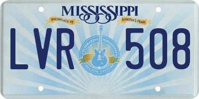MS license plate LVR508