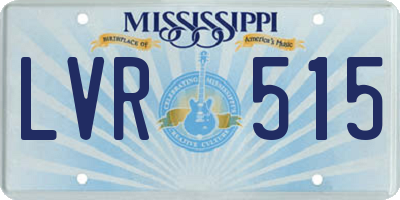 MS license plate LVR515