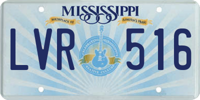 MS license plate LVR516