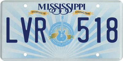 MS license plate LVR518