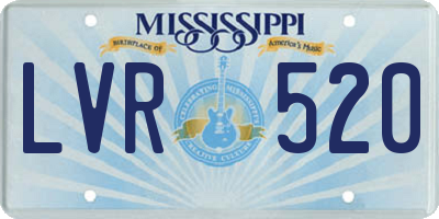 MS license plate LVR520