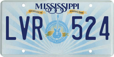 MS license plate LVR524