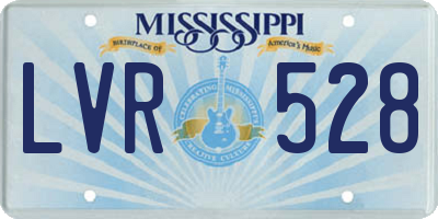 MS license plate LVR528