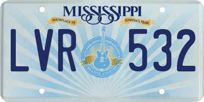 MS license plate LVR532