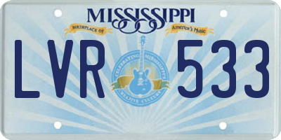 MS license plate LVR533
